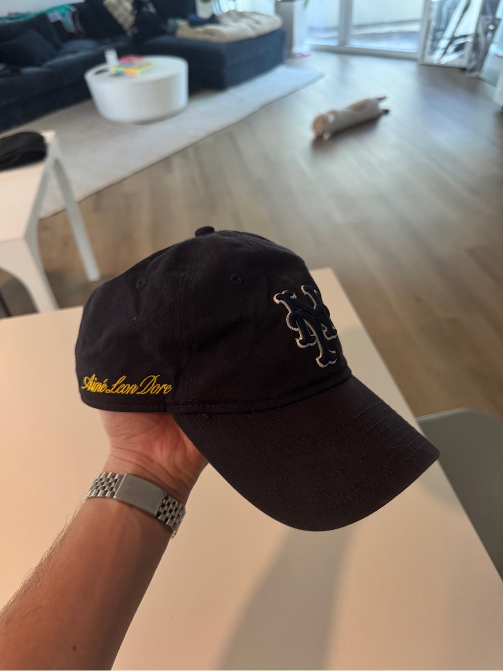Aime Leon Dore Black Baseball Cap with Yellow Script